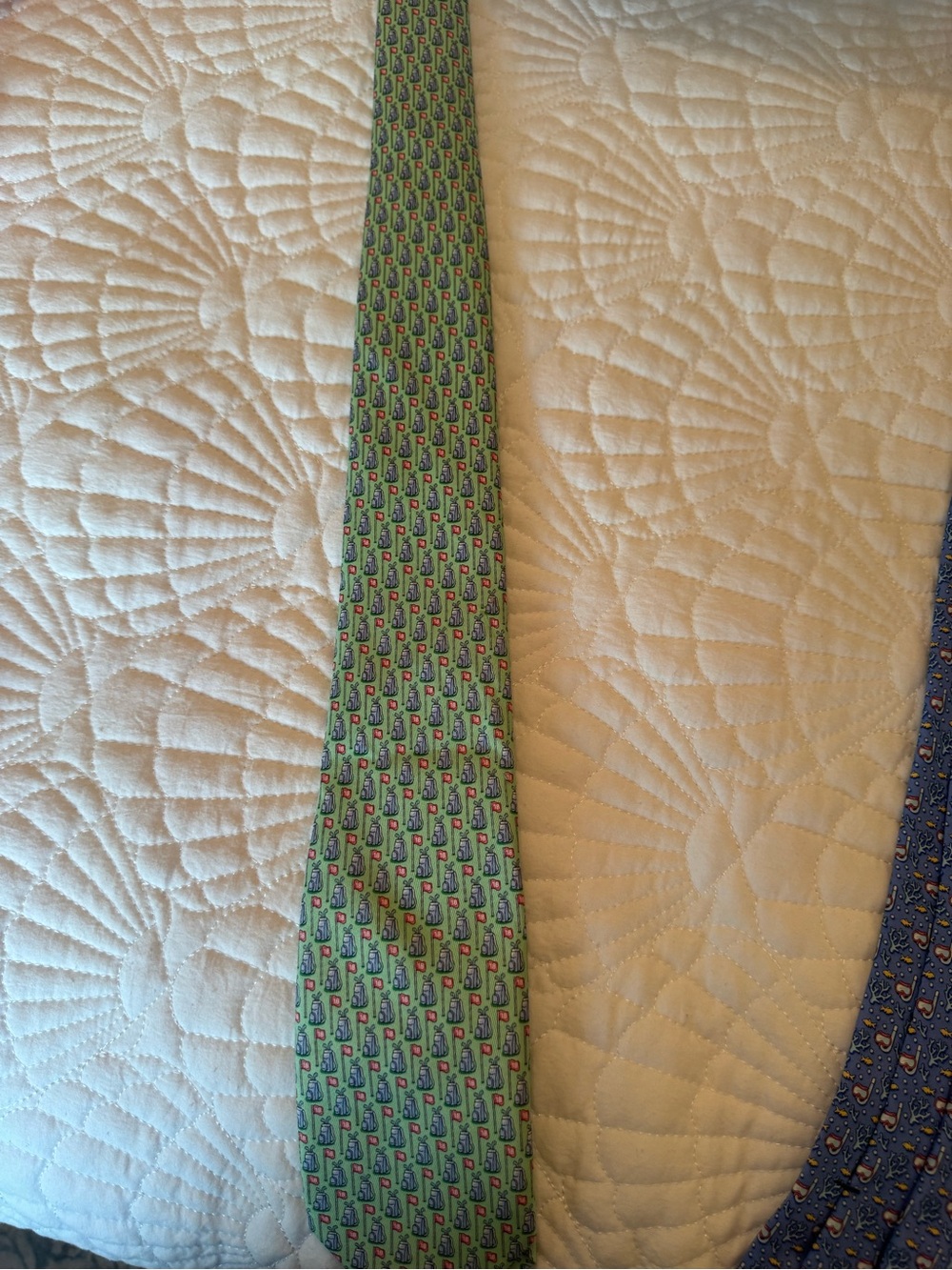 Vineyard Vines Green Tie with Multicolor Whale Pattern